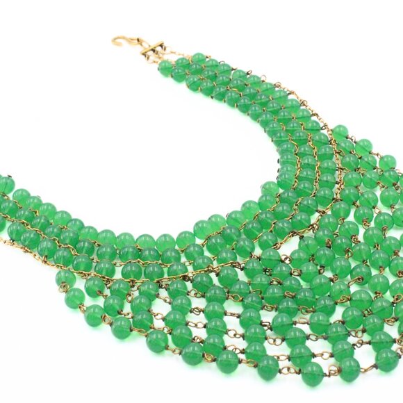 Attr. to Christian Dior 50's High End Cascading Green Glass Massive Necklace - Picture 8 of 15